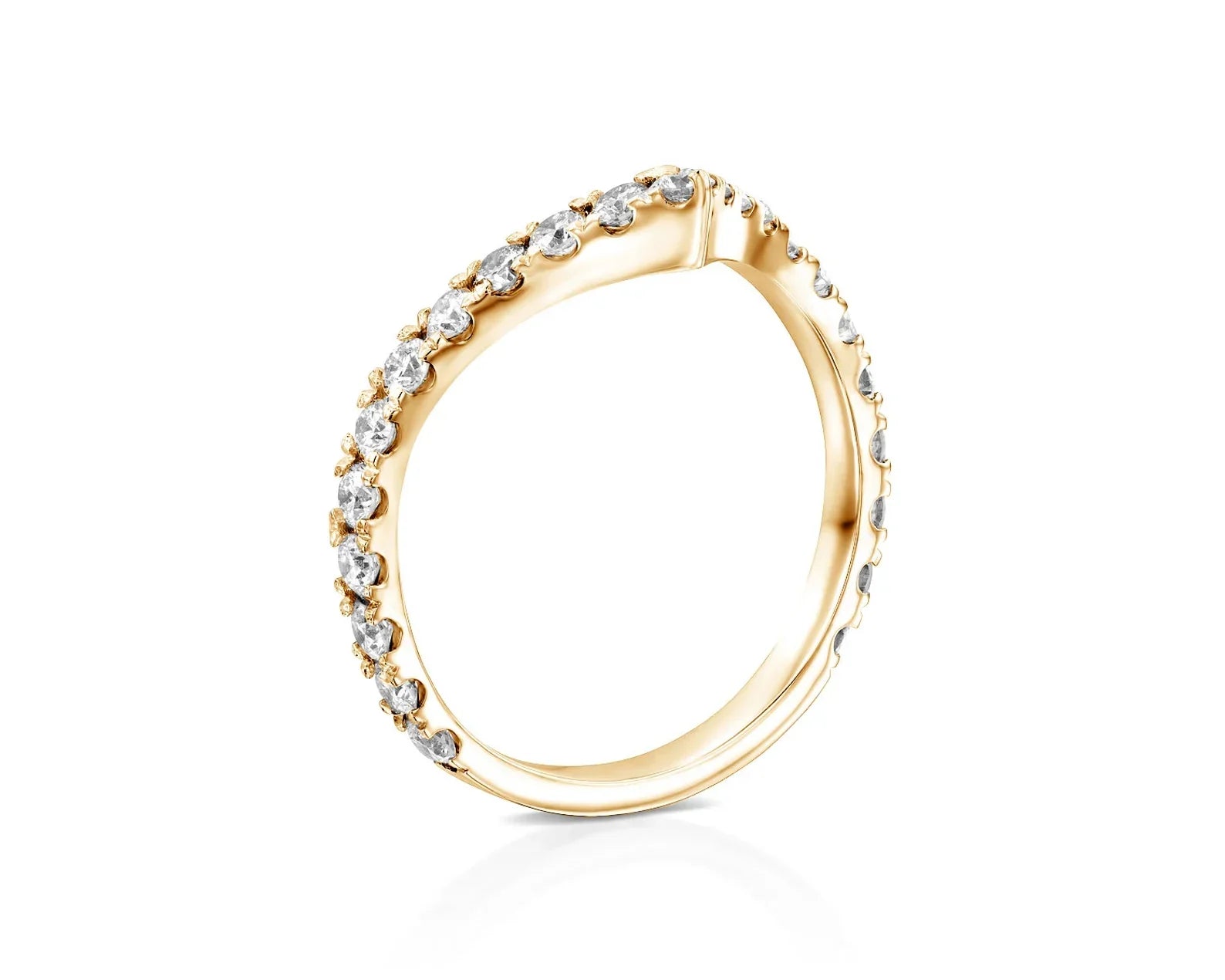 14K 0.24ct Round Cut Natural Diamond Pave Wedding Band