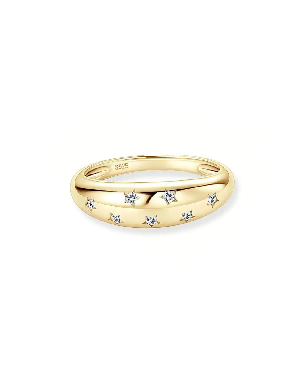 14K 0.12ct Round Cut Natural Diamond Star Inspired Ring