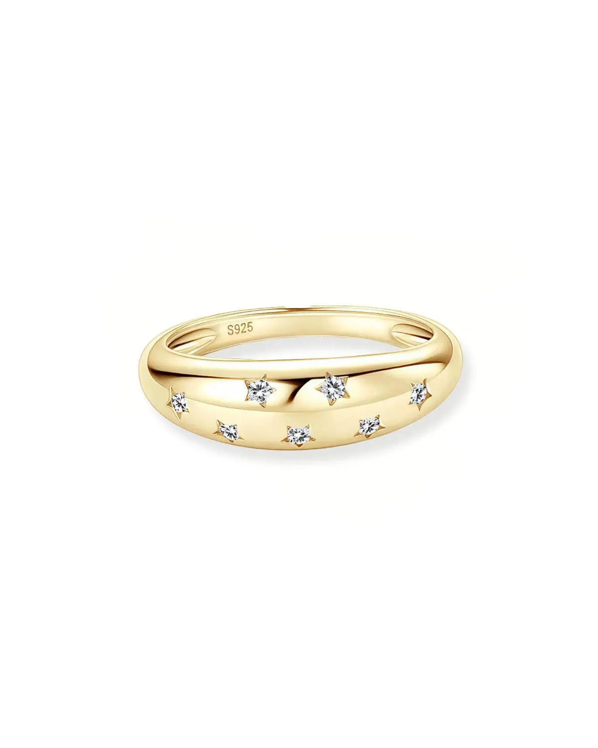 14K 0.12ct Round Cut Natural Diamond Star Inspired Ring