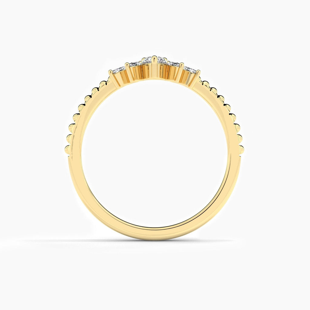 14K 0.22ct Marquise Shaped Natural Diamond Five Stone Stackable Anniversary Band