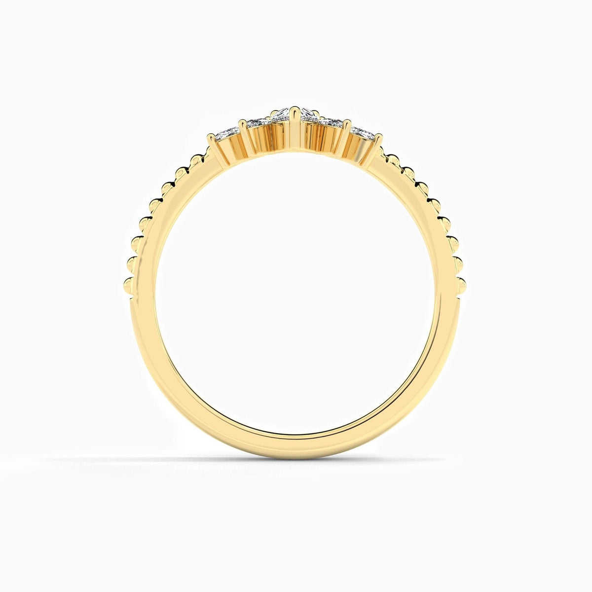 14K 0.22ct Marquise Shaped Natural Diamond Five Stone Stackable Anniversary Band