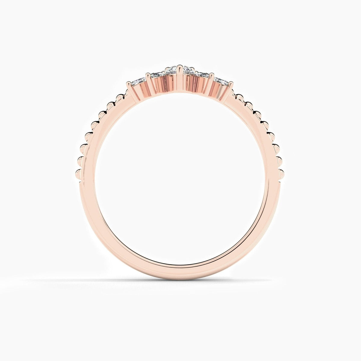 14K 0.22ct Marquise Shaped Natural Diamond Five Stone Stackable Anniversary Band
