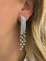 925 Silver Fringe Diamond Earrings