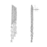 925 Silver Fringe Diamond Earrings - Image 3