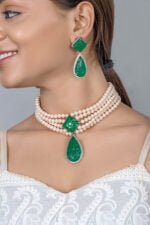 925 Sterling Emerald Necklace Set