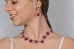925 Silver Ruby Floral Necklace Set - Image 3