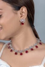 925 Silver Drop Ruby Necklace - Image 2