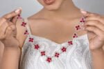925 Silver Ruby Floral Necklace Set - Image 2