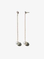 925 Silver Pearl Diamond Long Drop Earrings - Image 3