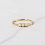 925 Silver 3 Stone Opal Ring