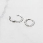 925 Silver Plain Huggies Earrings - Image 4