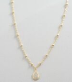925 Silver Beaded Tear Drop Necklace - Image 4