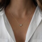925 Silver Black Enamel Baguette Necklace - Image 9