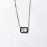 925 Silver Black Enamel Baguette Necklace - Image 7