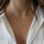 925 Silver Black Enamel Baguette Necklace - Image 6