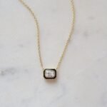 925 Silver Black Enamel Baguette Necklace - Image 3