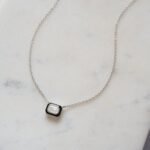 925 Silver Black Enamel Baguette Necklace - Image 4