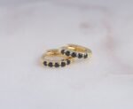 925 Silver Black Stone Huggies Earrings - Image 4