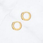 925 Silver Black Stone Huggies Earrings - Image 5