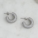 925 Silver Pave Statement Hoop Earrings - Image 5