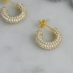 925 Silver Pave Statement Hoop Earrings - Image 2