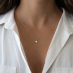 925 Silver Cushion Diamond Necklace - Image 10