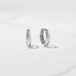 925 Silver Dome Huggies Earrings - Image 2