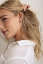 925 Silver Double Hoop Design Earrings - Image 11