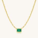 925 Silver Emerald Shape Bezel Statement Necklace - Image 5