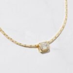 925 Silver Emerald Shape Bezel Statement Necklace - Image 2