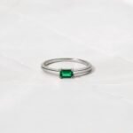 925 Silver Emerald Baguette Ring - Image 3