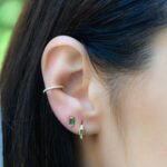 925 Silver Emerald Baguette Stud Earrings - Image 3