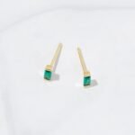 925 Silver Emerald Baguette Stud Earrings - Image 7