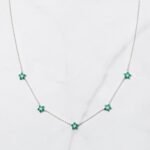 925 Silver Emerald Flower Necklace - Image 3