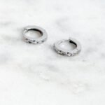 925 Silver Geometric Pattern Small Hoop Earrings - Image 3