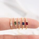 925 Silver Simple Baguette Birthstone Rings - Image 5