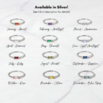925 Silver Simple Baguette Birthstone Rings - Image 2