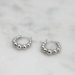 925 Silver Graduated Beaded Hoop Earrings - Image 4