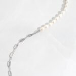 925 Silver Pearl & Paperclip Chain Necklace - Image 4
