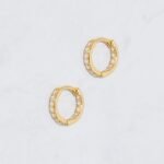 925 Silver Studded Huggies Earrings - Image 6