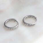 925 Silver Studded Huggies Earrings - Image 2