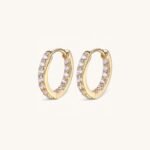 925 Silver Studded Huggies Earrings - Image 3