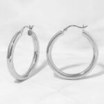 925 Silver Hoops Earrings - Image 3