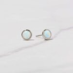 925 Silver Large Opal Studs Earrings - Image 3