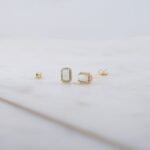 925 Silver Baguette Opal Halo Stud Earrings - Image 2