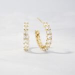 925 Silver Oval Studded Hoop Earrings - Image 7