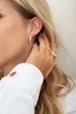 925 Silver Oval Studded Hoop Earrings - Image 6