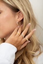 925 Silver Oval Studded Hoop Earrings - Image 3