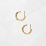 925 Silver Oval Studded Hoop Earrings - Image 4