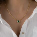 925 Silver Emerald Pendant Necklace - Image 2